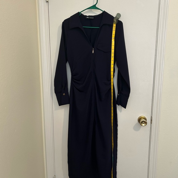 💙NWOT ZARA Navy ZIPPERED SHIRTDRESS SIZE S - Picture 9 of 11
